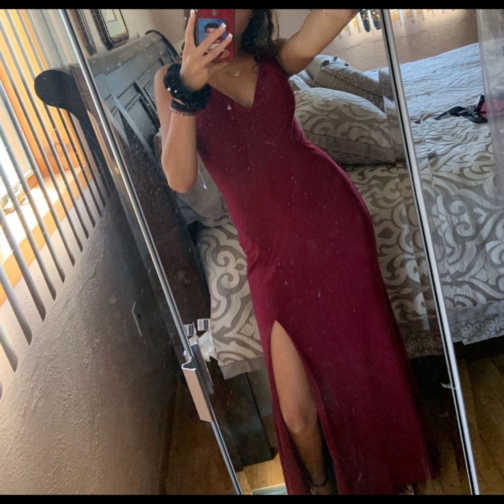 burgundy prom dress